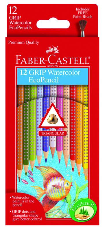 Faber-Castell GRIP Watercolor EcoPencils Set, 12-Colors