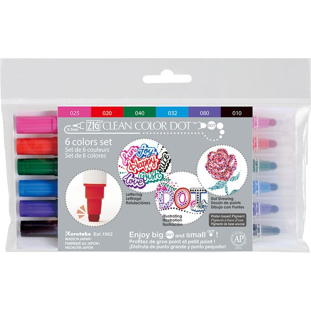 Zig Clean Color Dot Set, 6 colors