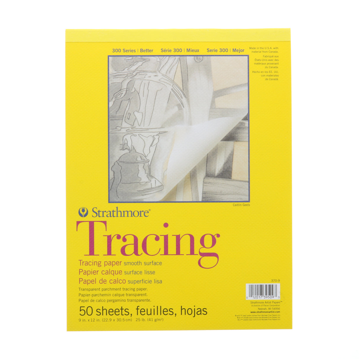 Strathmore Tracing Paper Pad, 300 Series, Tape-Bound, 50 Sheets, 9 in x 12 in