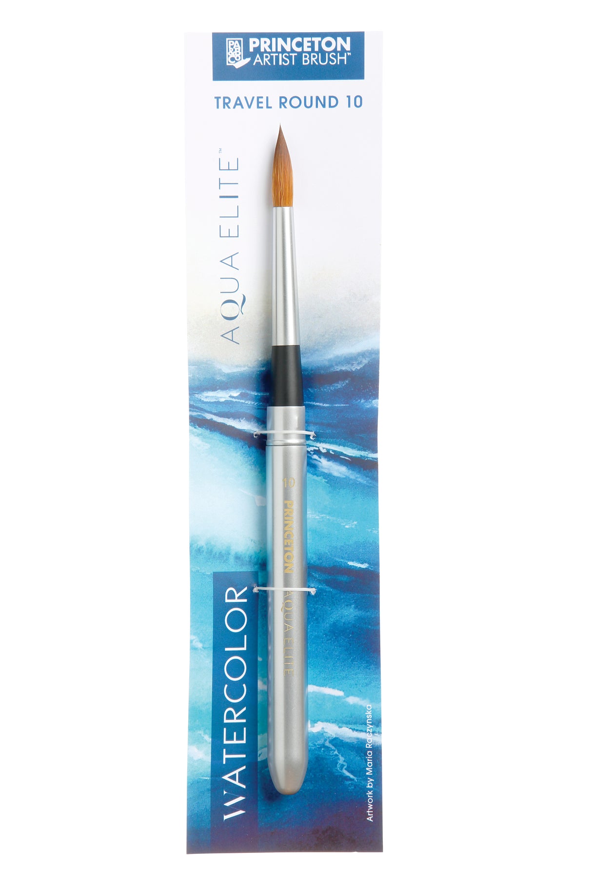 Princeton Brush Aqua Elite Synthetic Kolinsky Sable Watercolor Brushes, Travel Round, 10