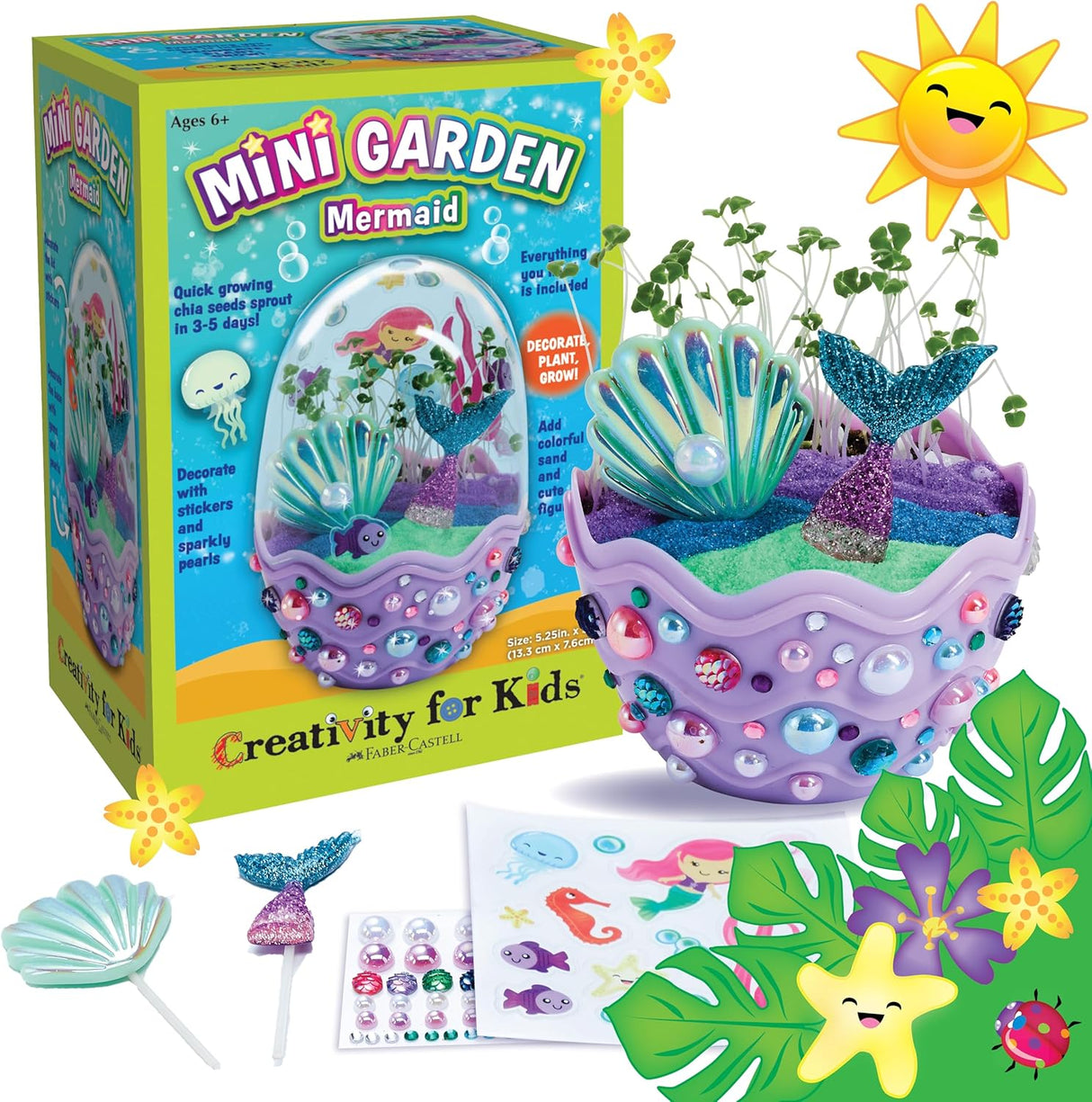 Creativity For Kids Mini Garden Mermaid Craft Kit: Terrarium Art Set with Seeds & Stickers for Kids 6+