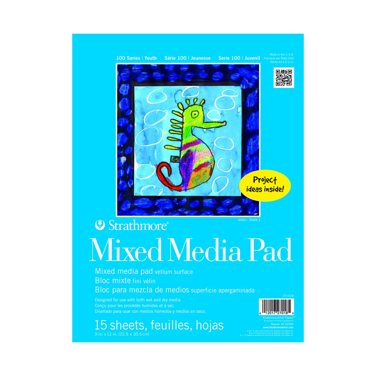 Strathmore Kids Mixed Media Paper Pad, 9 in x 12 in, 15 sheets