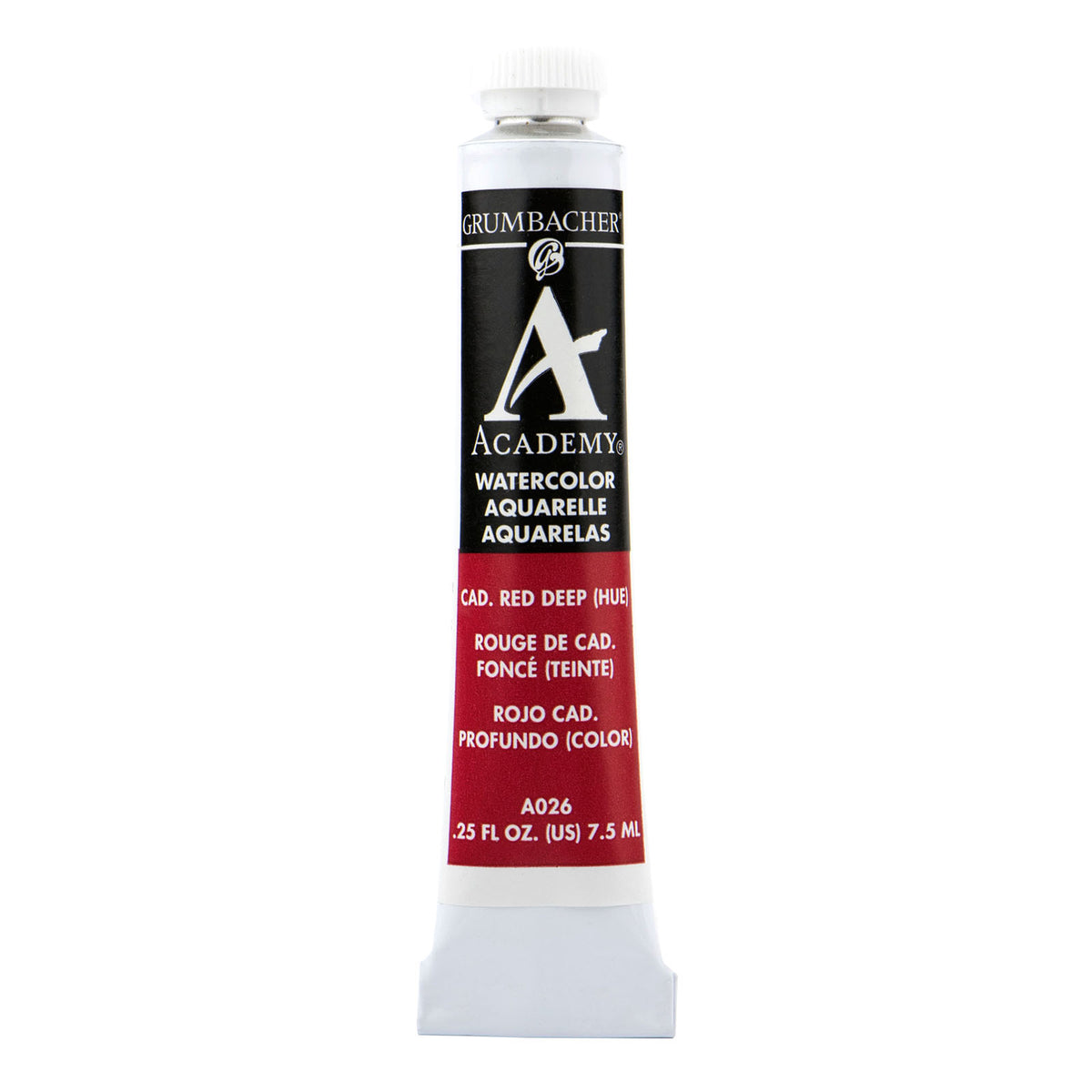 Grumbacher Academy Watercolor, 7.5ml Tube, Cadmium Red Deep