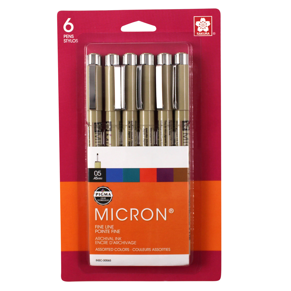 Sakura Pigma Micron Pen Set, 6-Colors, .45 mm