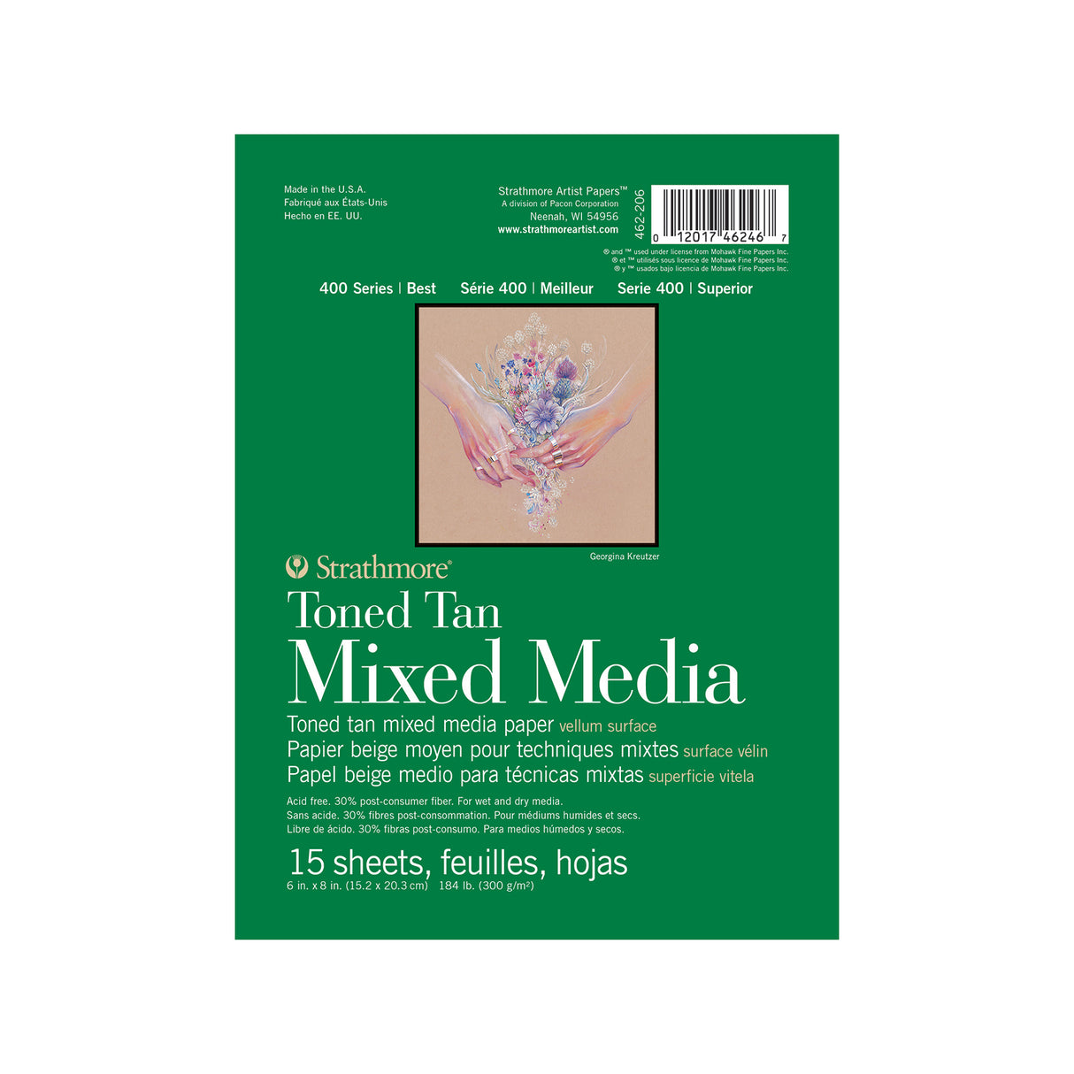 Strathmore Toned Mixed Media Paper Pad, 400 Series, 6 in x 8 in, 15 Sheets, Tan