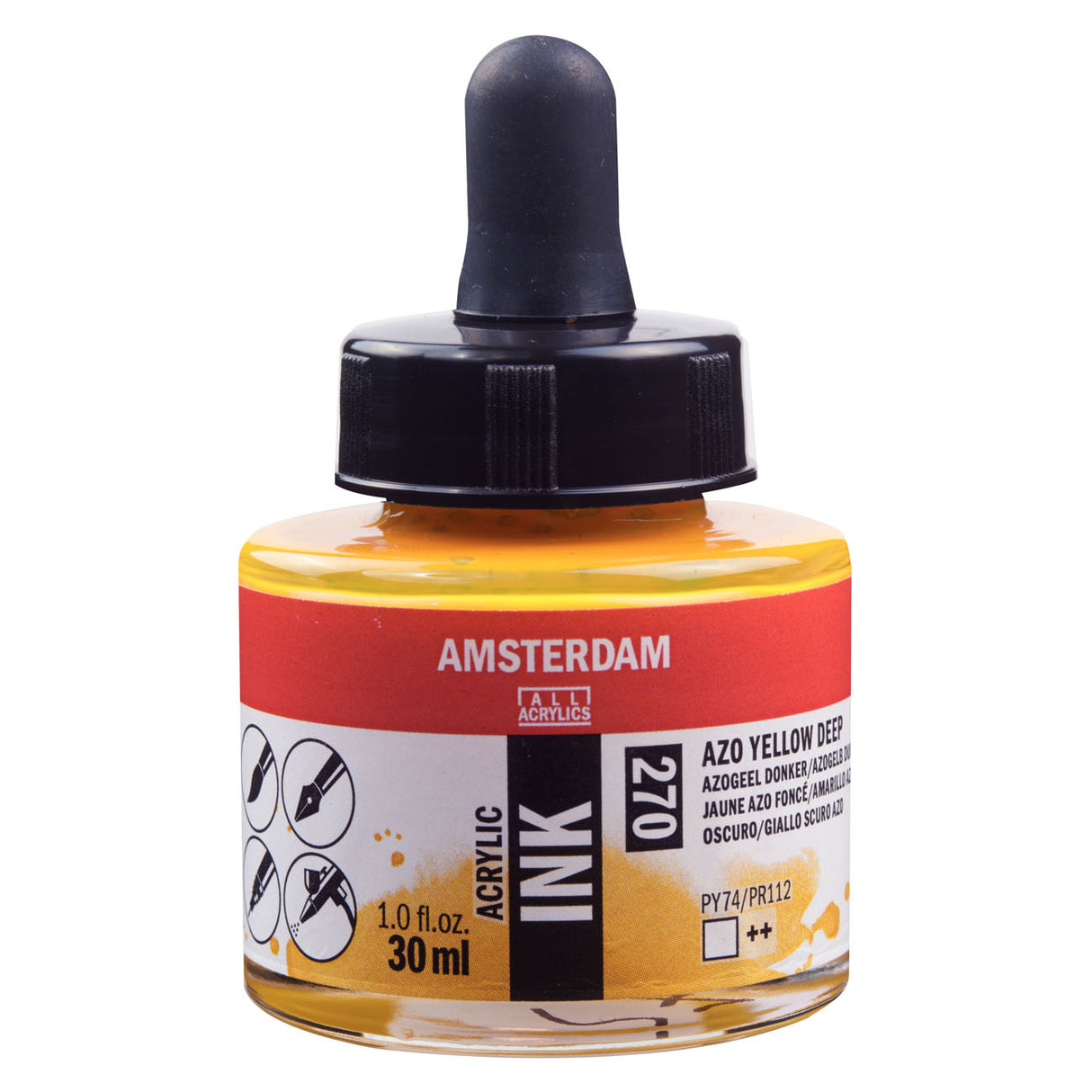 Amsterdam Acrylic Ink, 30ml, Azo Yellow Deep