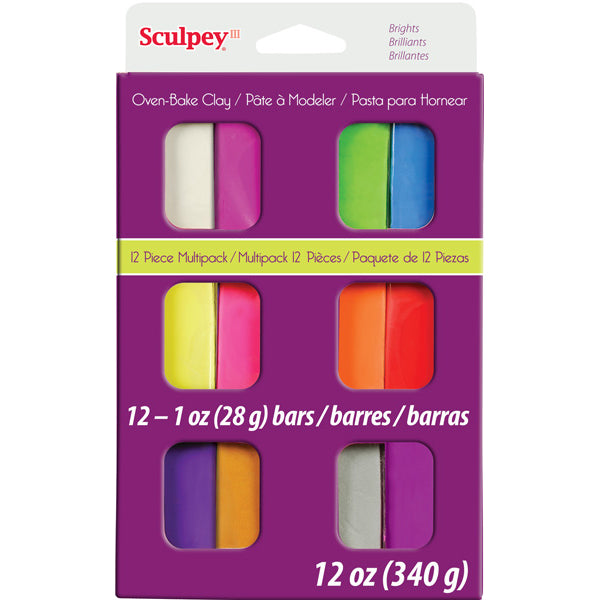 Sculpey III Set, 12-Colors, 1 oz., Multi-Pak Bright