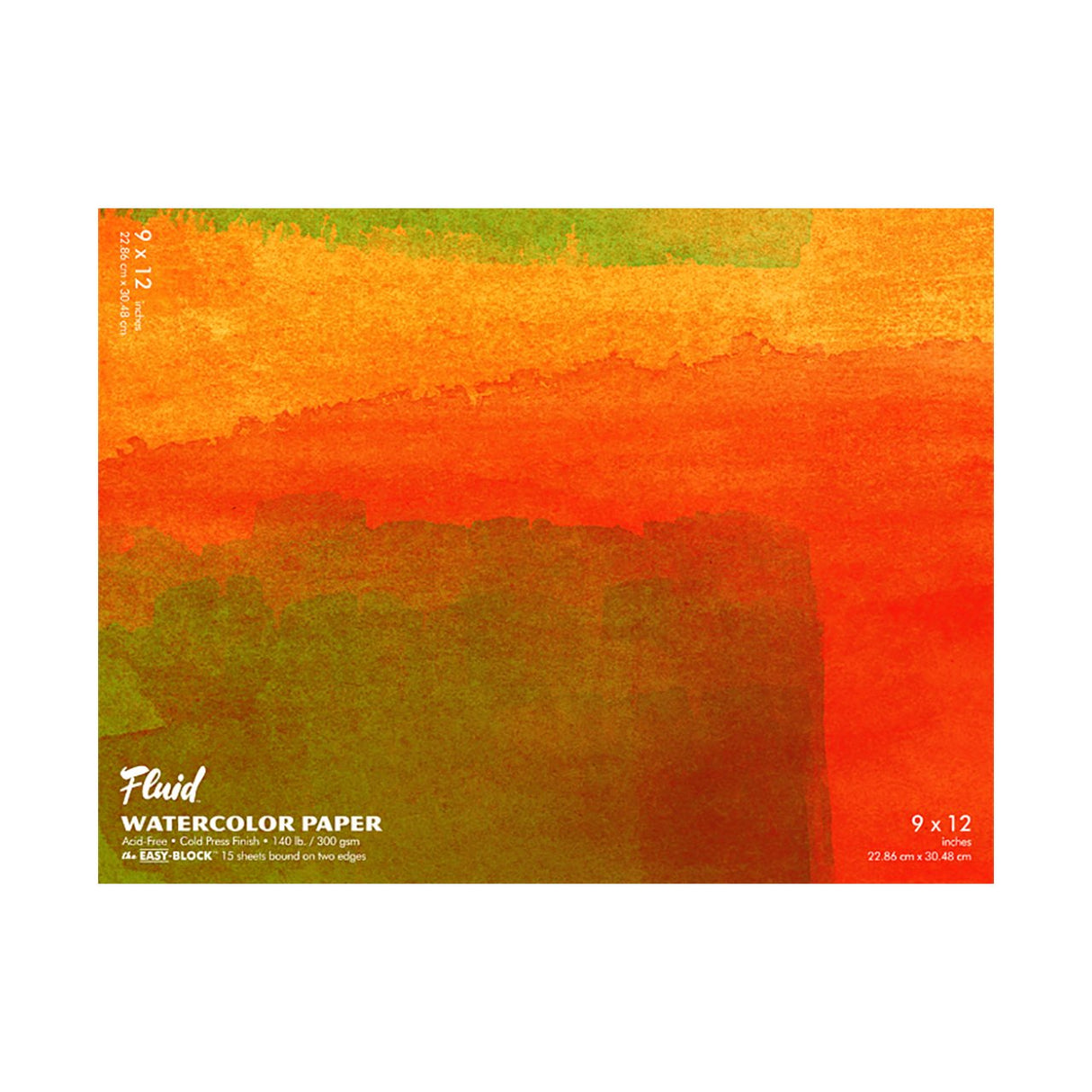 Global Art Fluid Watercolor Paper Block, Cold-Press, 9 in x 12 in 15 Sheets/Pad