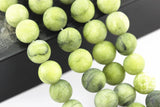 Natural Green Jade Matte Round Beads 8mm 15.5" Strand