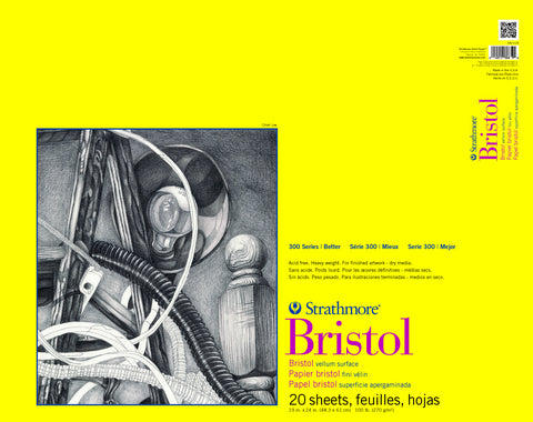 Strathmore Bristol Paper Pad, 300 Series, Tape-Bound, 20 Sheets, Smooth