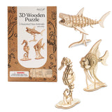 3D Laser Cut Wooden Puzzle Bundle Pack: Sea Animals