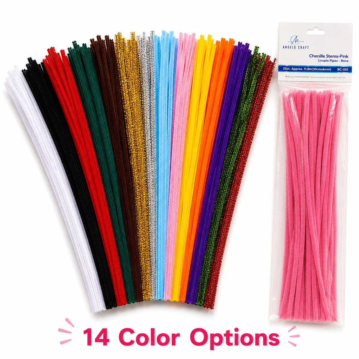 Chenille Stems, 25ct, 14 Color Options