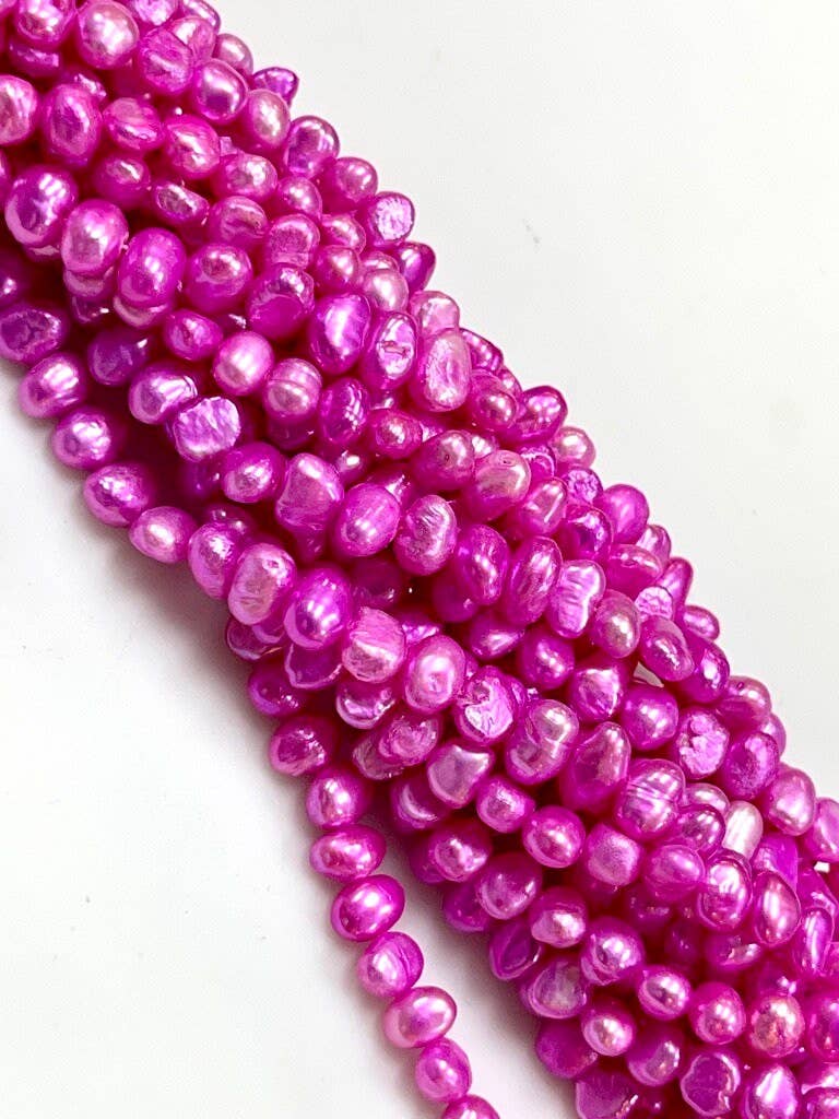 Hot Pink Color Pearl Gemstone Beads Strand For Jewelry