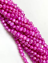Hot Pink Color Pearl Gemstone Beads Strand For Jewelry