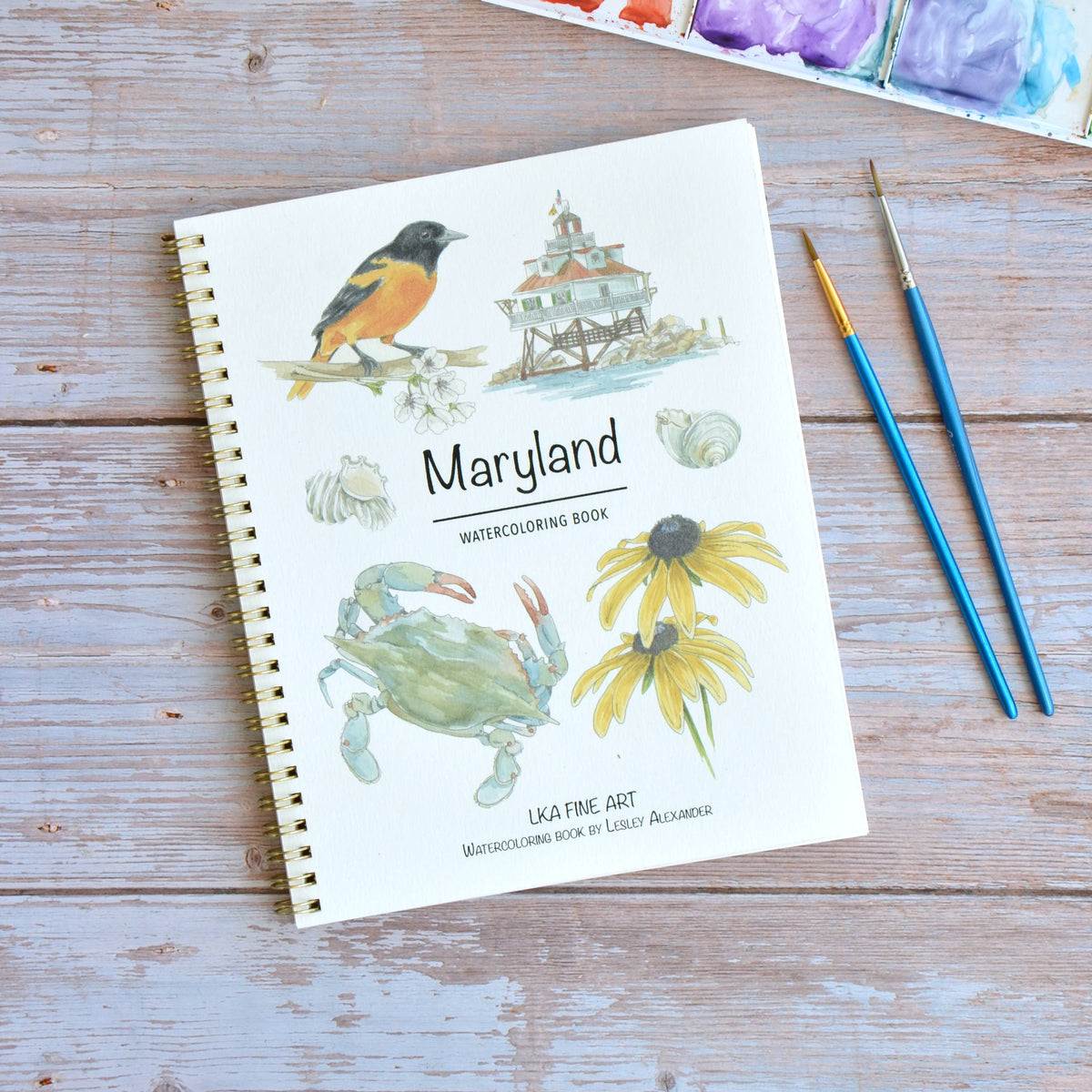 Watercolor workbook, Maryland Themed Watercoloring book