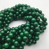 Solid Green Dyed Jade Smooth Round Beads 8mm  15.5" Strand