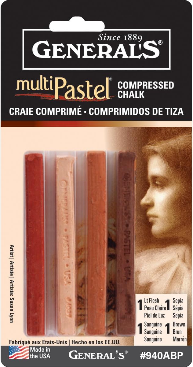 MultiPastel Compressed Chalk Sticks 4/Pkg-Earthtones