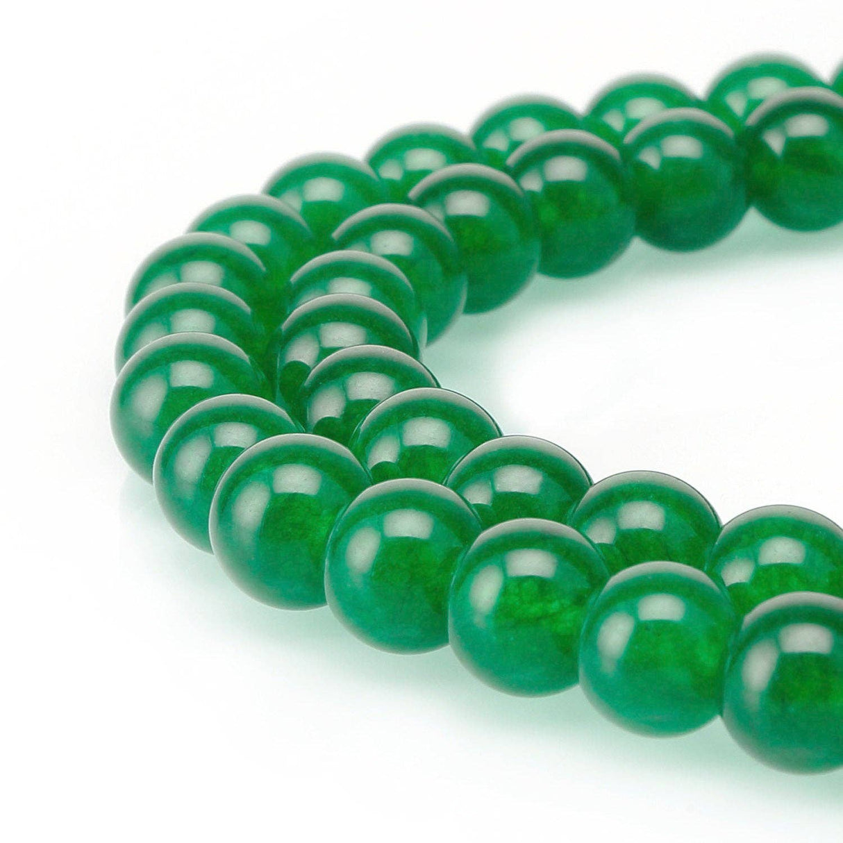 Green Dyed Jade Smooth Round Beads 10mm 15.5" Strand