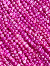 Hot Pink Color Pearl Gemstone Beads Strand For Jewelry