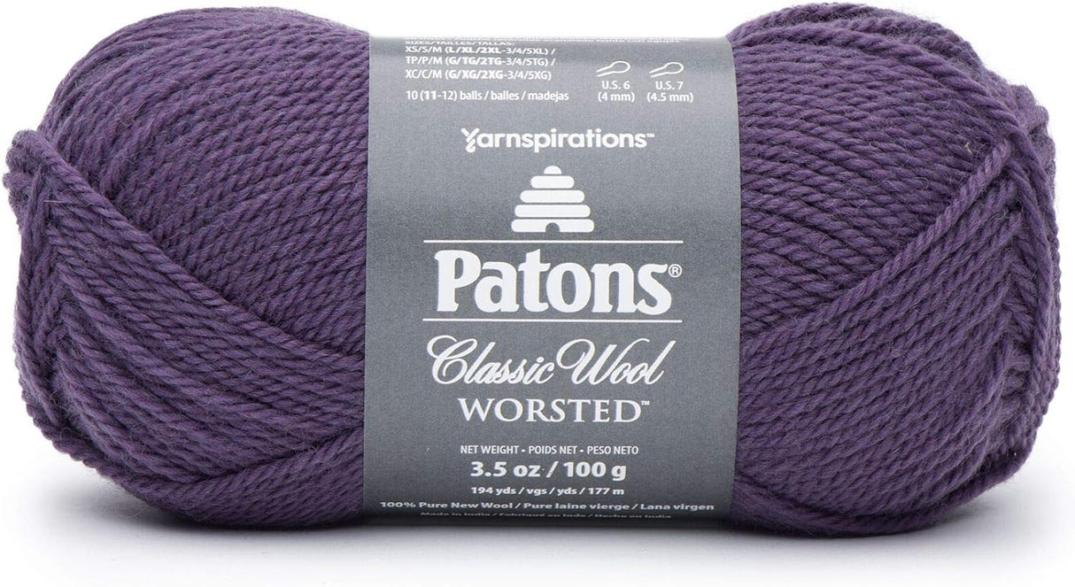 Patons Classic Wool Yarn-Gray Plum