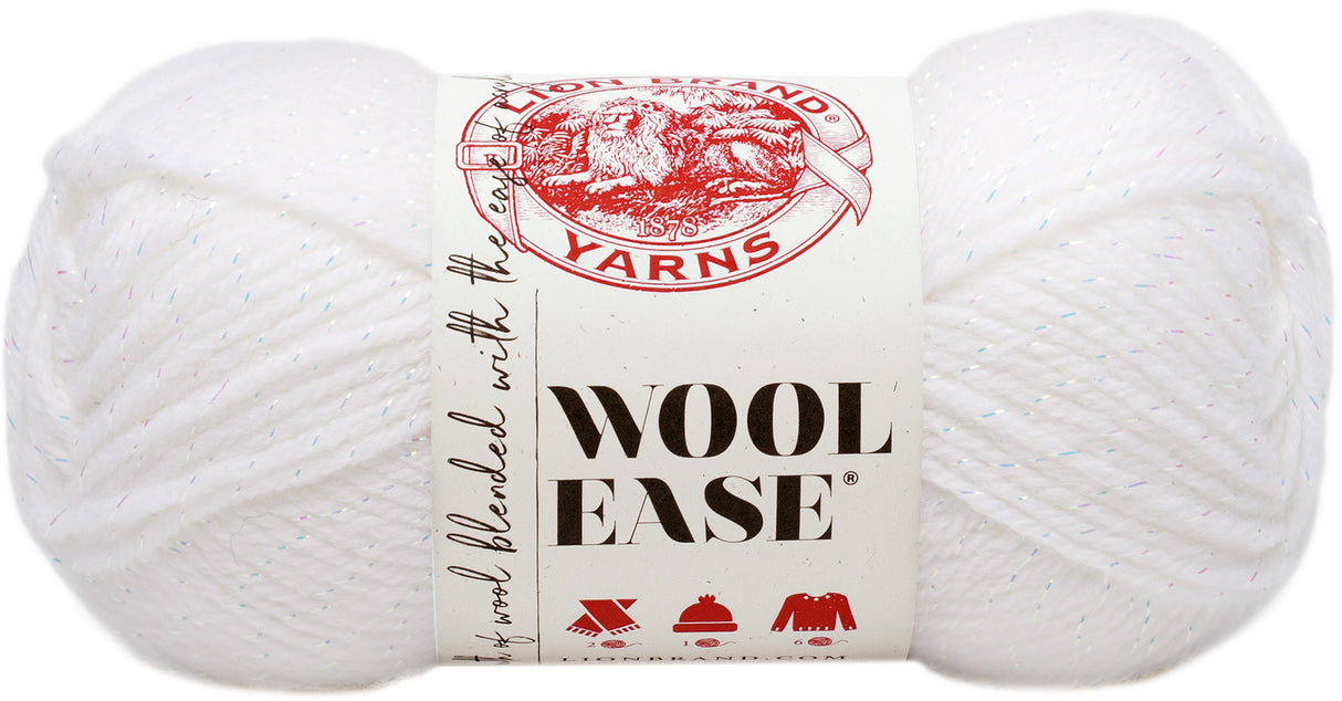 Lion Brand Wool-Ease Yarn-White Glitter