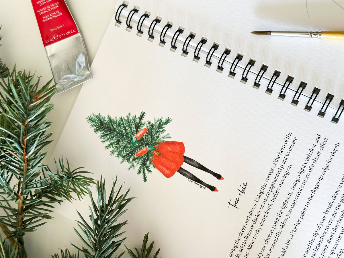 Watercolor Christmas Workbook – Paintable Sketchbook + Paint