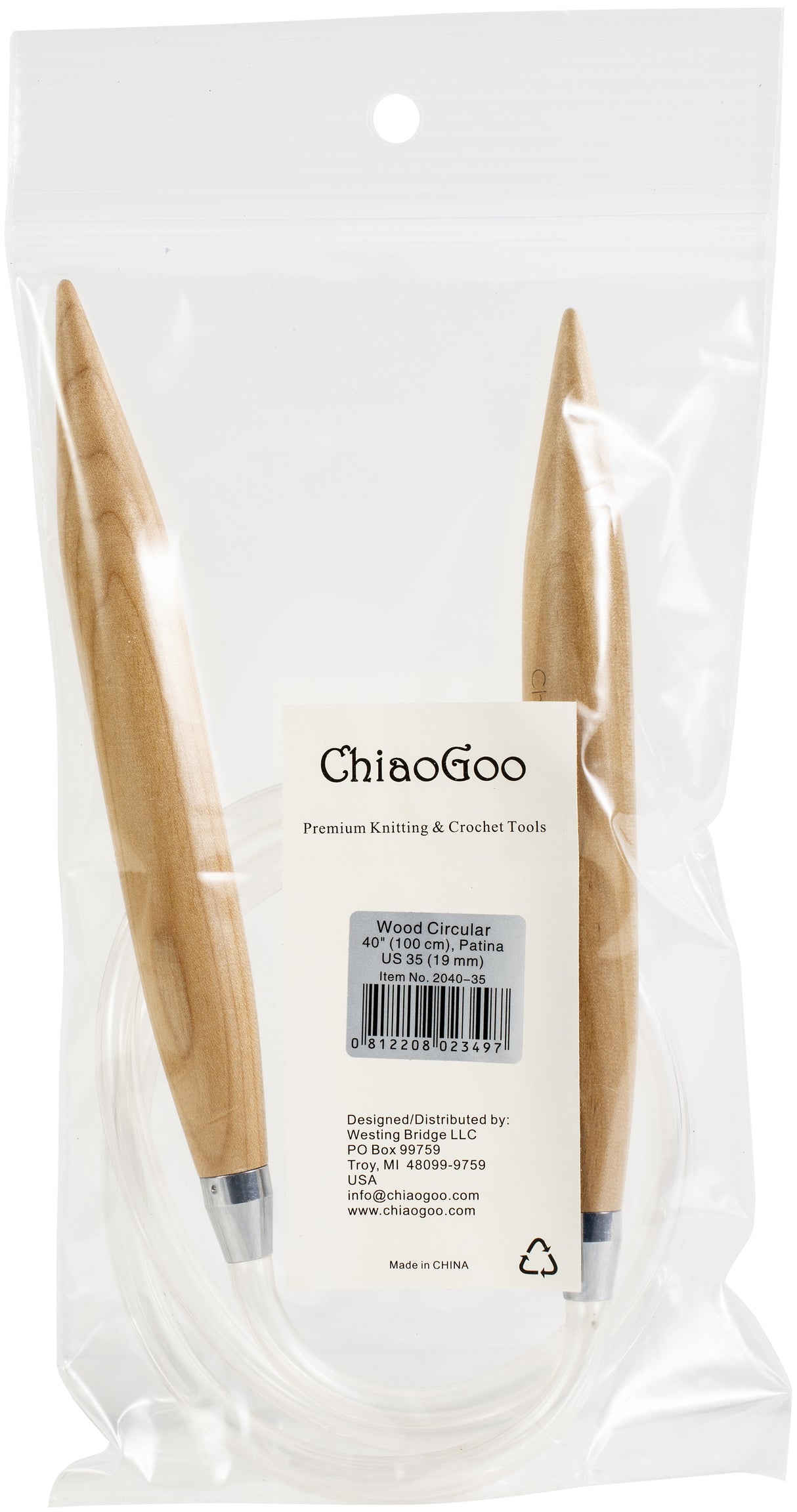 ChiaoGoo Bamboo Circular Knitting Needles 40"-Size 35/19mm