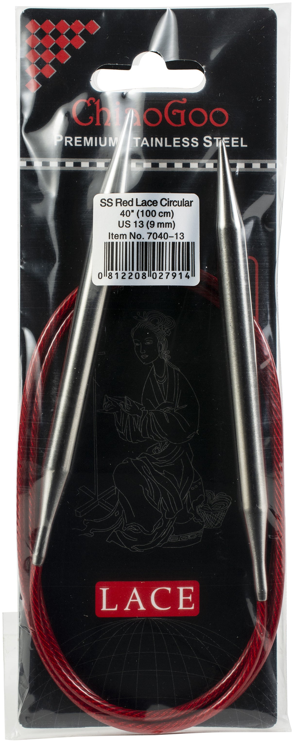 ChiaoGoo Red Lace Stainless Circular Knitting Needles 40"-Size 13/9mm