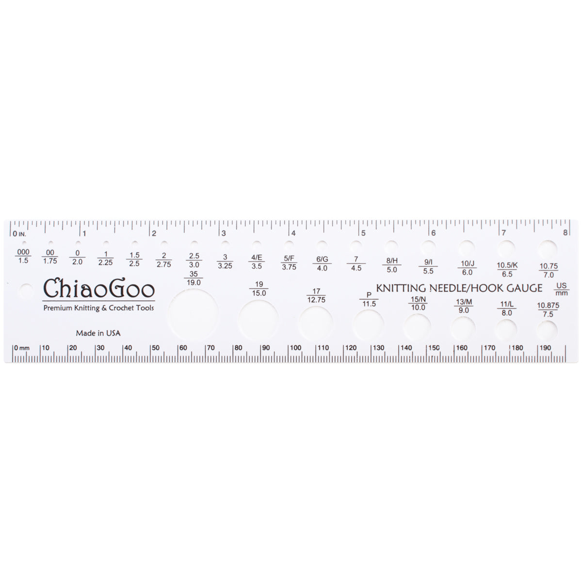 ChiaoGoo Needle & Hook Gauge 8"-