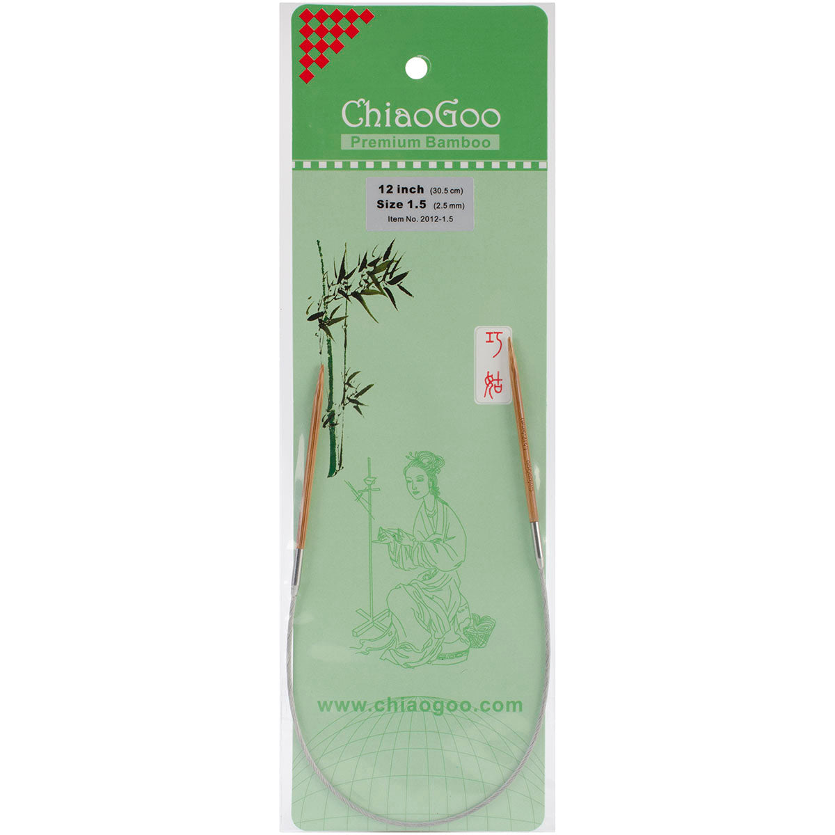 ChiaoGoo Bamboo Circular Knitting Needles 12"-Size 2/2.75mm