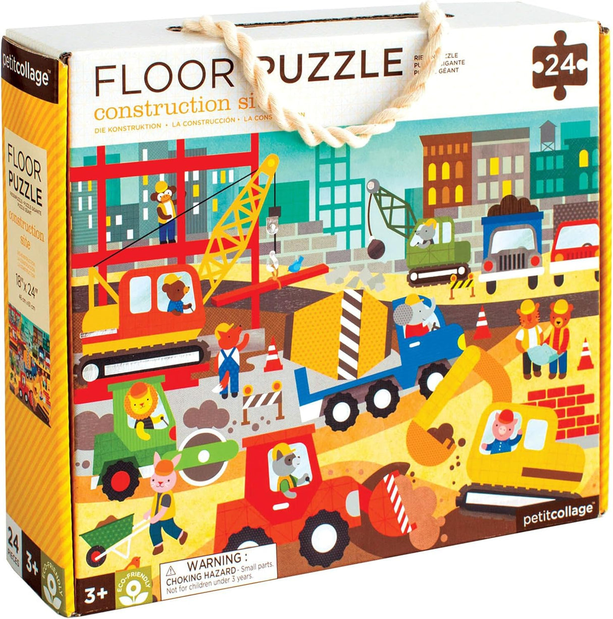 Petit Collage Floor Puzzle Construction Site 24-Pieces Large Puzzle for Kids