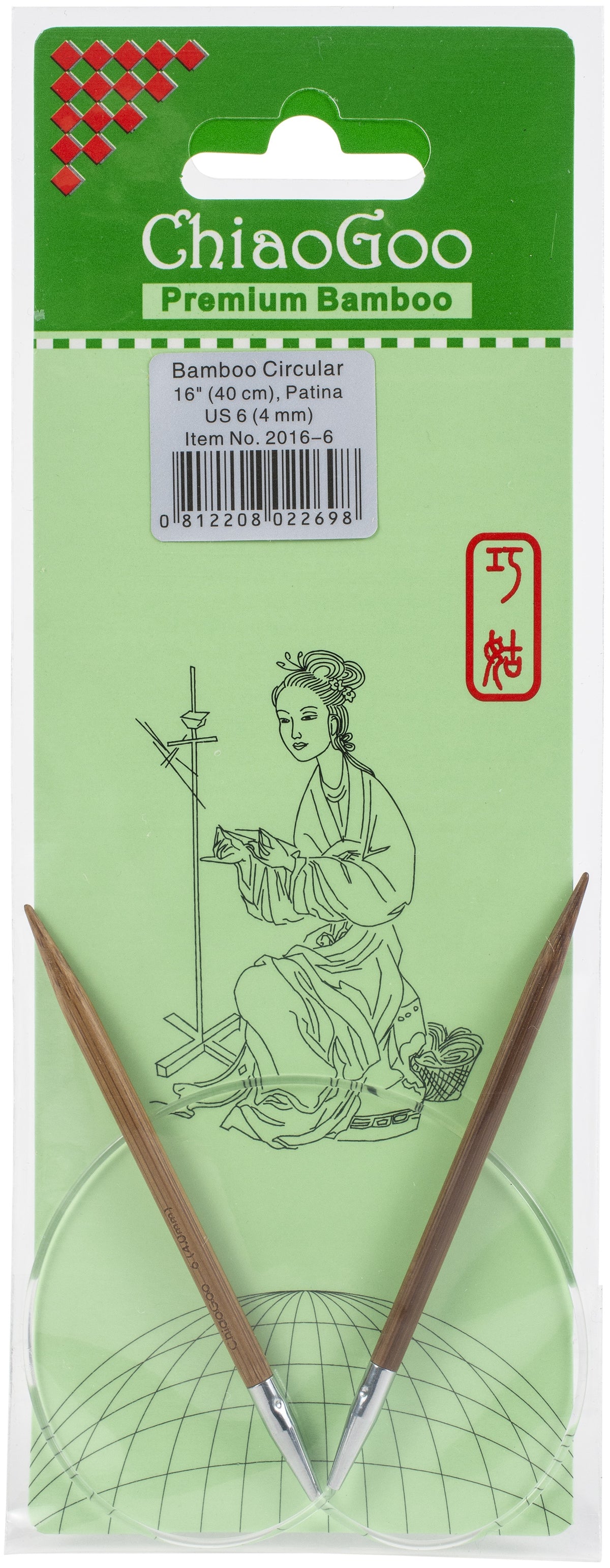ChiaoGoo Bamboo Circular Knitting Needles 16"-Size 6/4mm