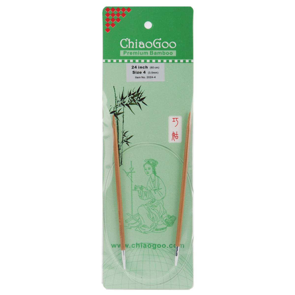 ChiaoGoo Bamboo Circular Knitting Needles 24"-Size 4/3.5mm