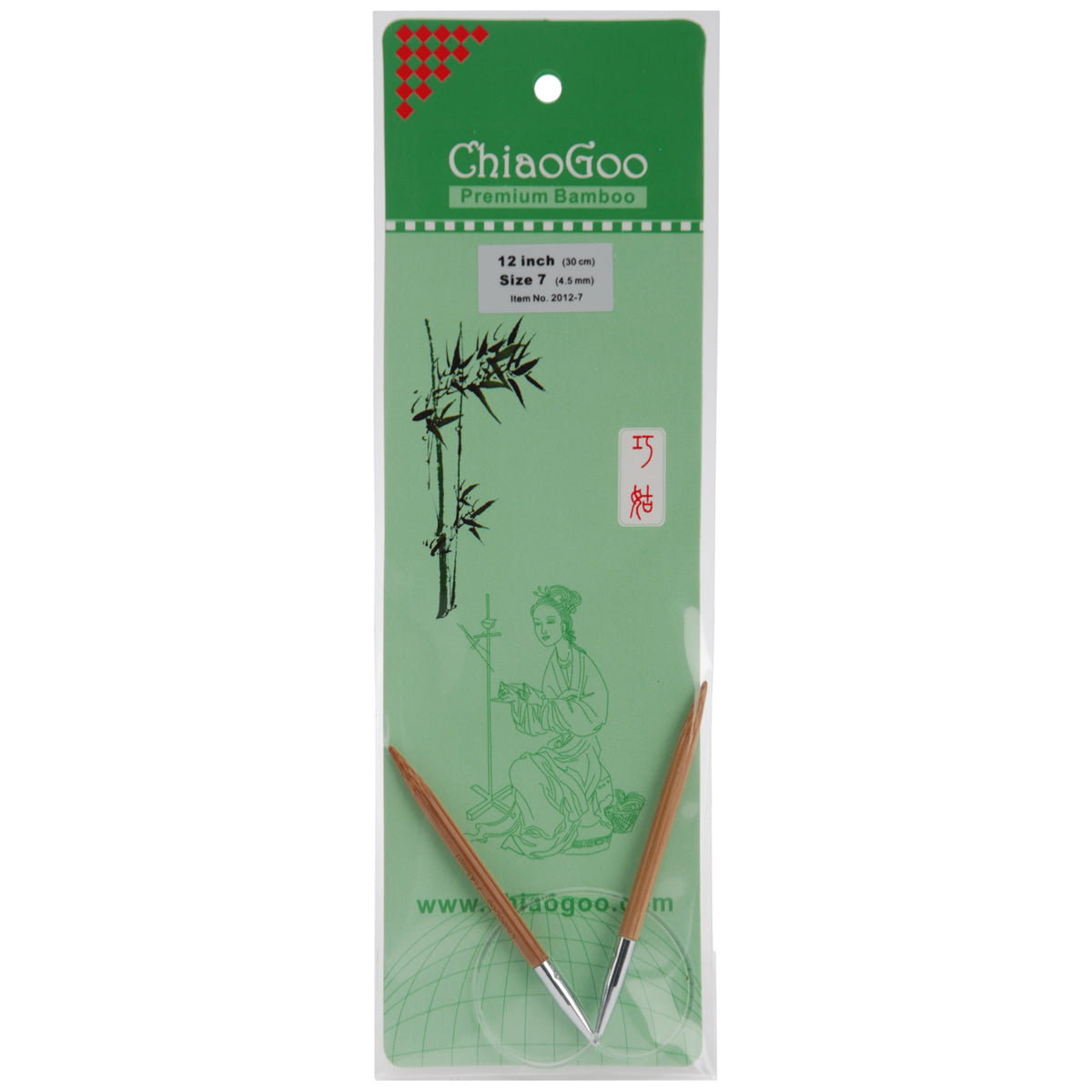 ChiaoGoo Bamboo Circular Knitting Needles 12"-Size 7/4.5mm