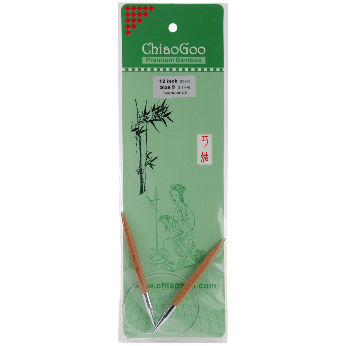 ChiaoGoo Bamboo Circular Knitting Needles 12"-Size 9/5.5mm