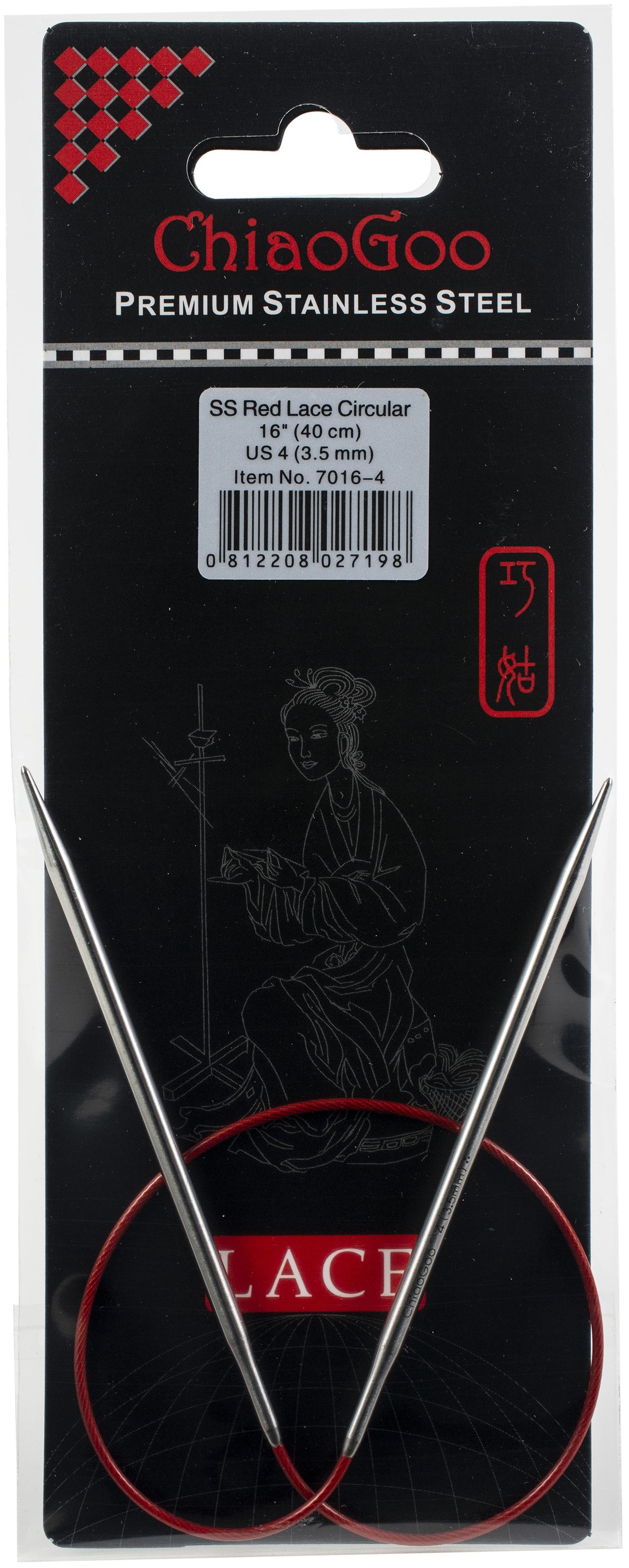 ChiaoGoo Red Lace Stainless Circular Knitting Needles 16"-Size 4/3.5mm