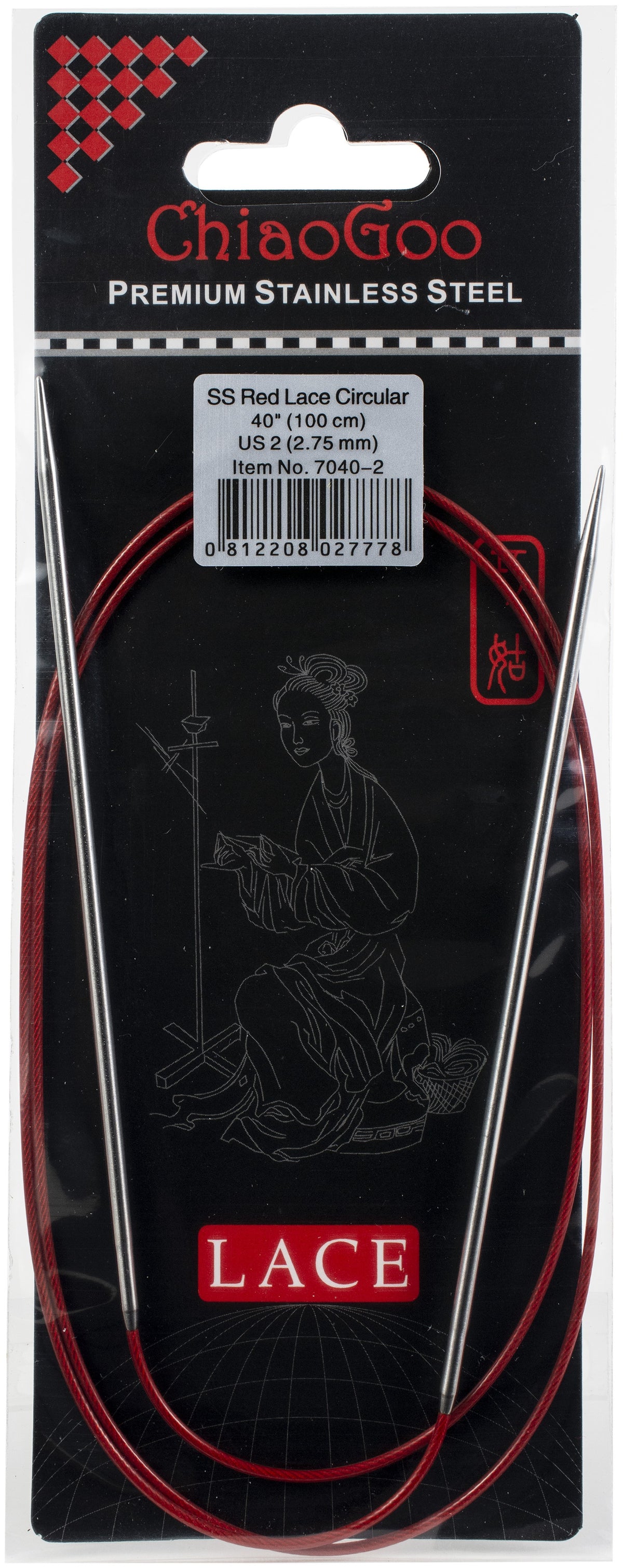 ChiaoGoo Red Lace Stainless Circular Knitting Needles 40"-Size 2/2.75mm