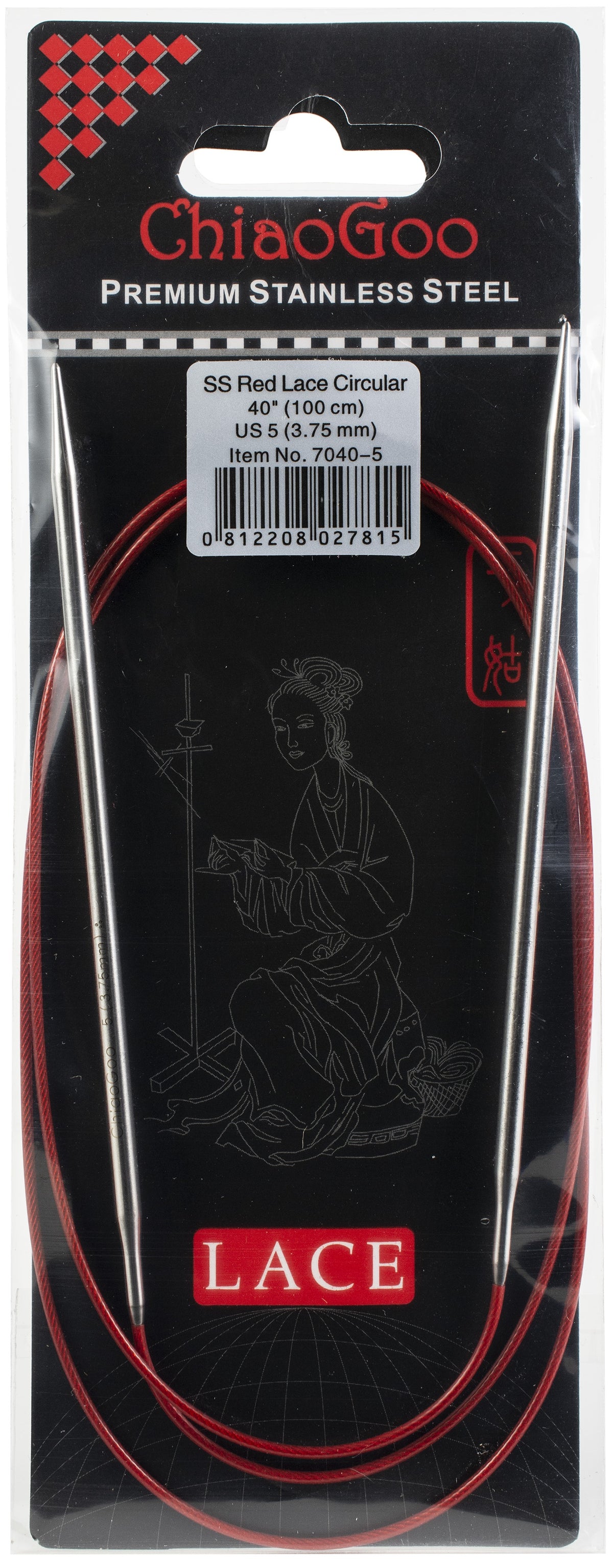 ChiaoGoo Red Lace Stainless Circular Knitting Needles 40"-Size 5/3.75mm