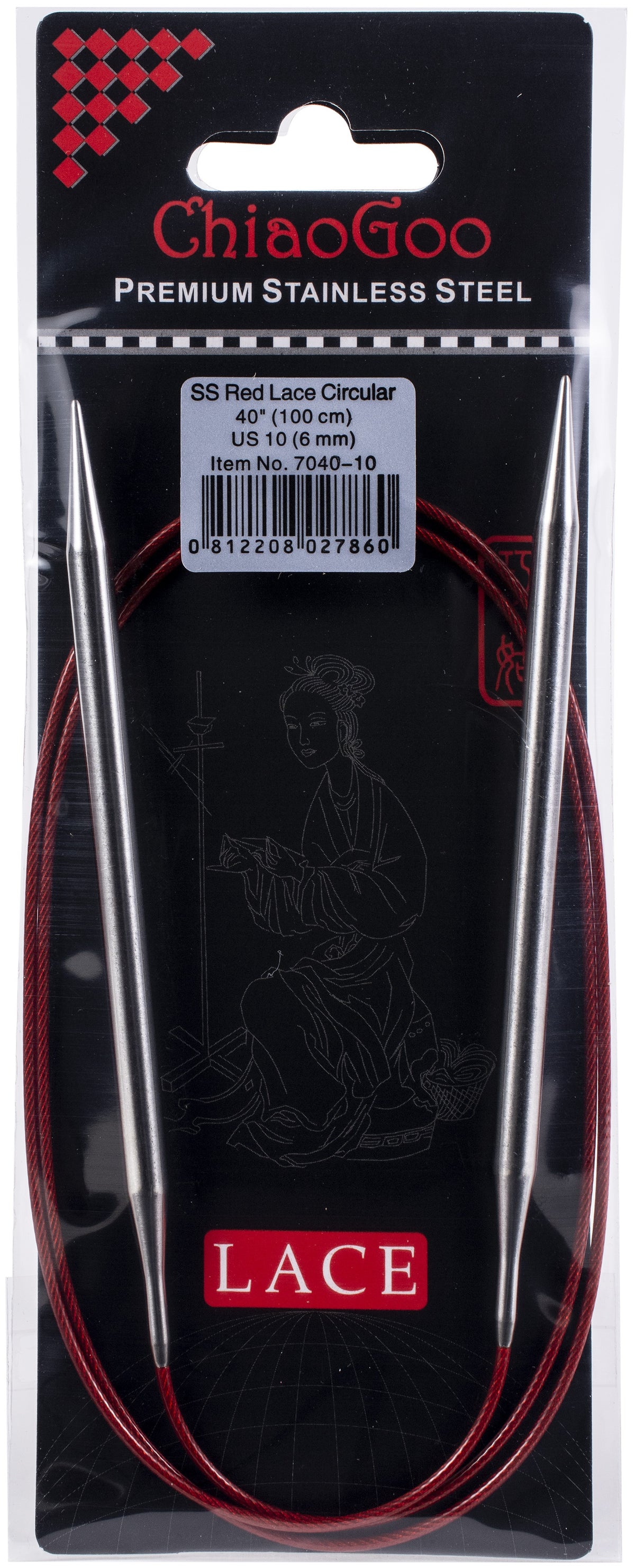 ChiaoGoo Red Lace Stainless Circular Knitting Needles 40"-Size 10/6mm