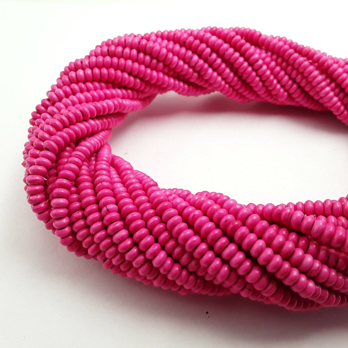 Pink Howlite Turquoise Smooth Rondelle Beads 2x4mm 15.5" Strand