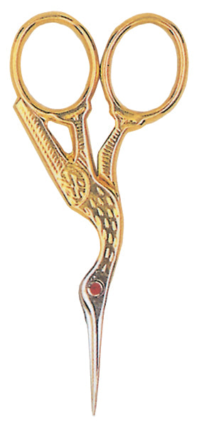 Tool Tron Red Ruby Swarovski Crystal Stork Scissors 3.5"-Gold-Plated