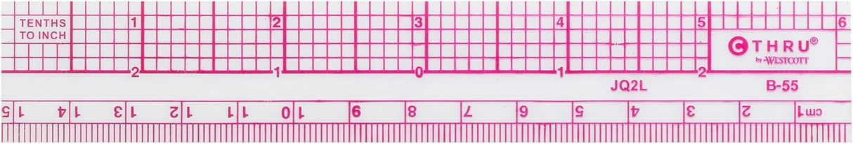 Westcott 10ths/Metric Beveled Ruler, 6-Inch/15cm