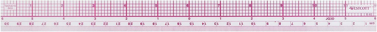 Westcott 10ths/Metric Beveled Ruler, 12-Inch/30cm