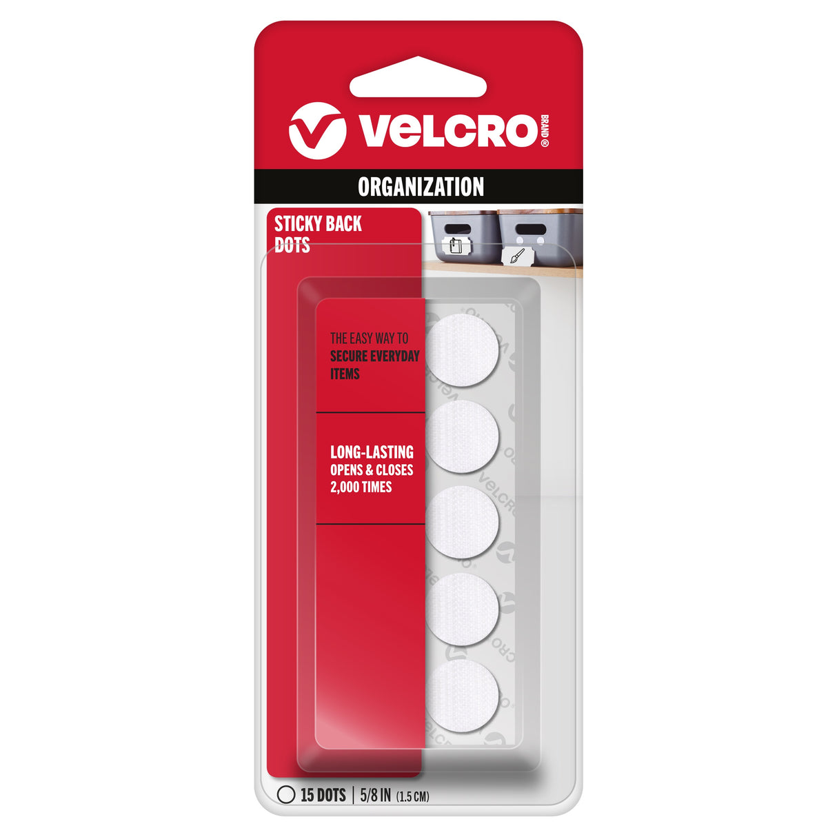 VELCRO(R) Brand Sticky Back Coins .625" 15/Pkg-White