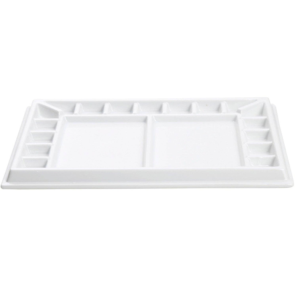 MEEDEN Studio Ceramic Paint Palette, Large Porcelain Watercolor Palette for Artists Painting, Acrylic Gouache Watercolor Mixing Tray, 17-Well 13 by 10 Inch-Without a Lid