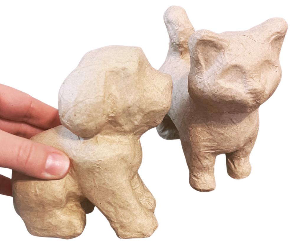 Unfinished Paper Mache Puppy Dog & Cat Pet Figurines