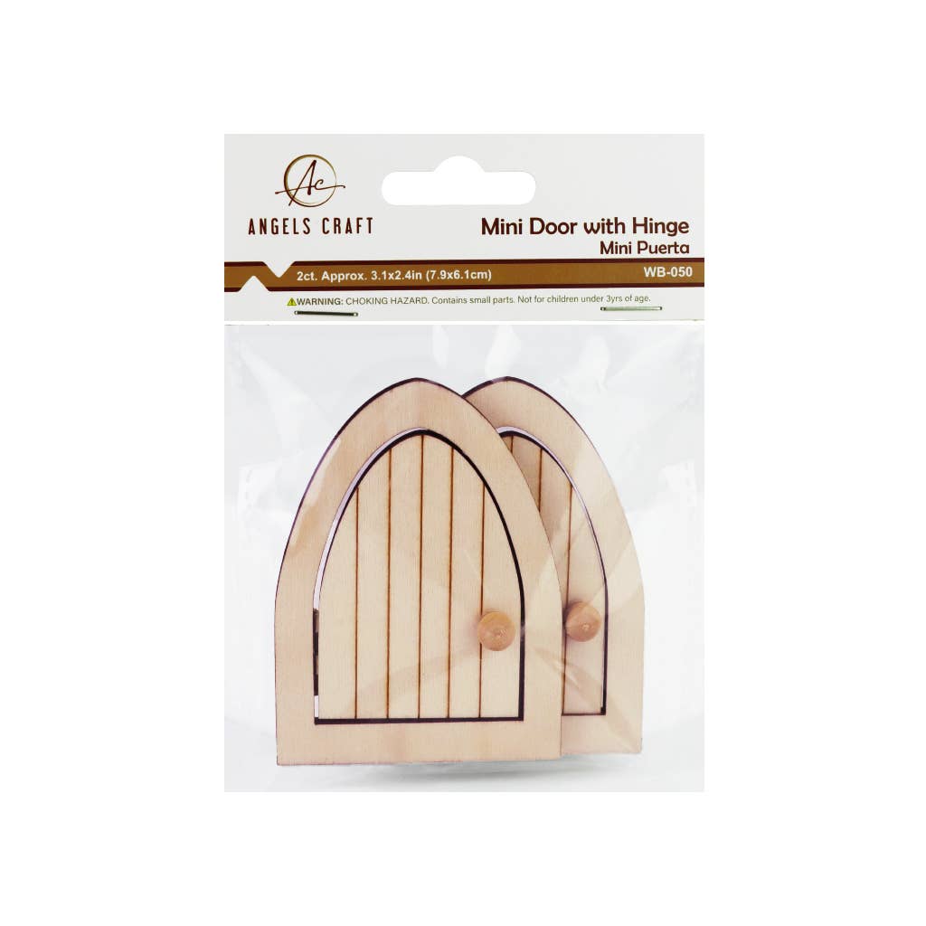 Mini Fairy Doors, Unfinished Wood, Assorted Styles, 2ct