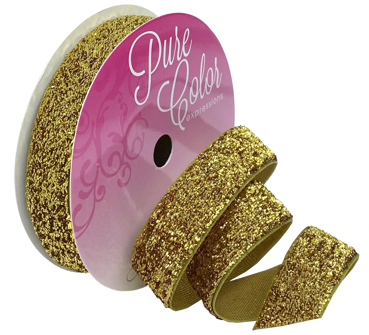 Morex Ribbon Velvet Glitter 5/8"X3yd-Gold