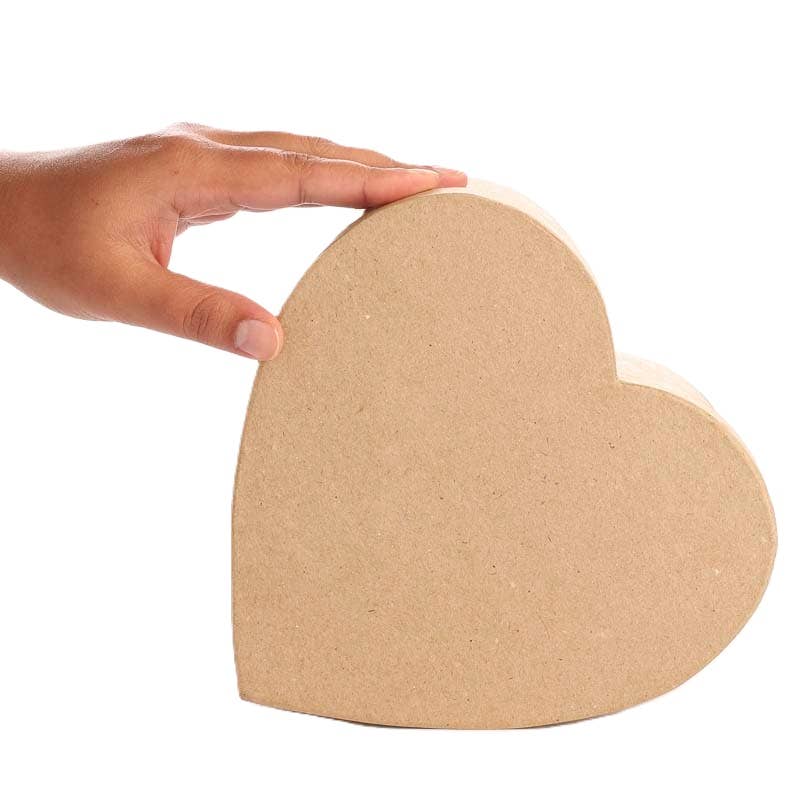 Premade Heart Paper Mache Box - 7-1/2" x 7-1/2" x 3"