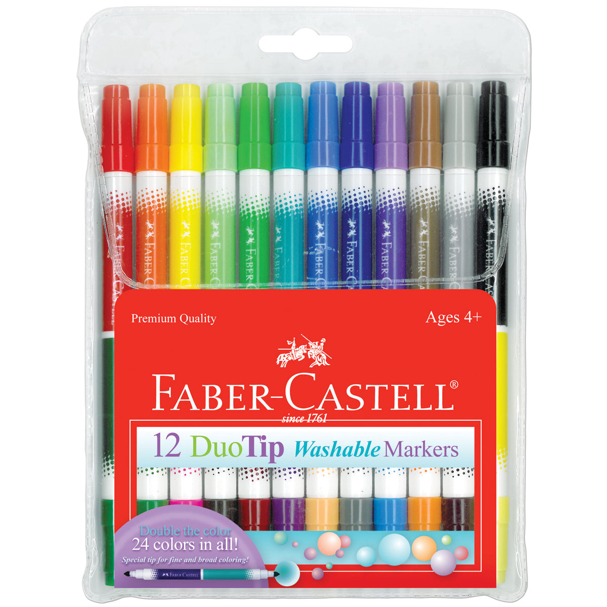 Faber-Castell Duo Tip Washable Markers 12/Pkg-Assorted Colors